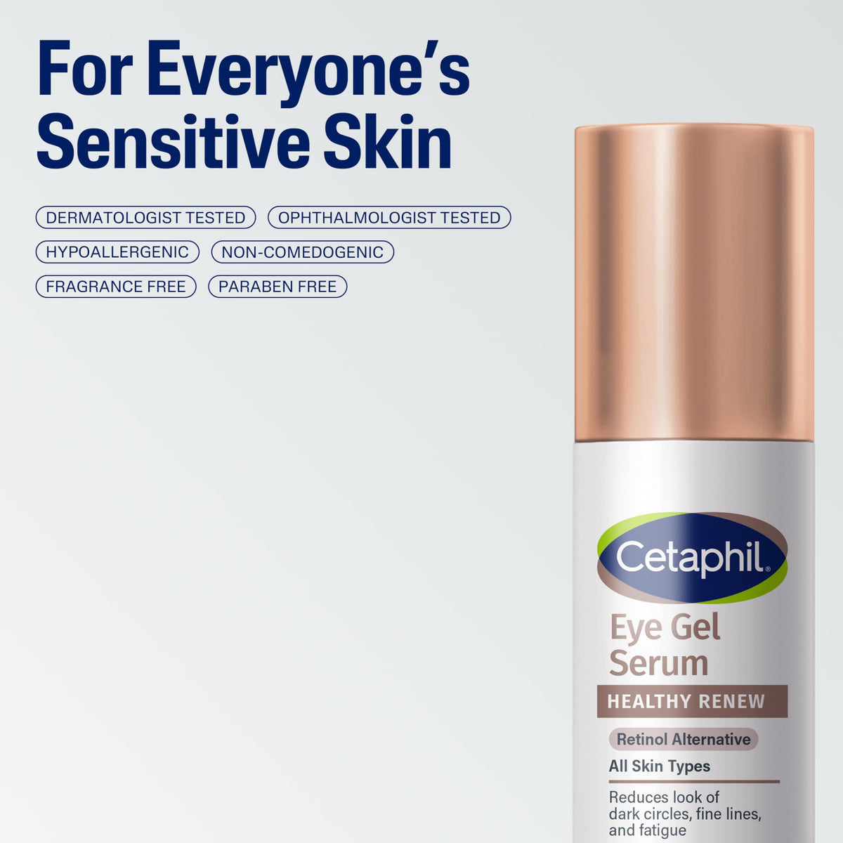 Sérum Gel Contour des Yeux Cetaphil sur une surface blanche