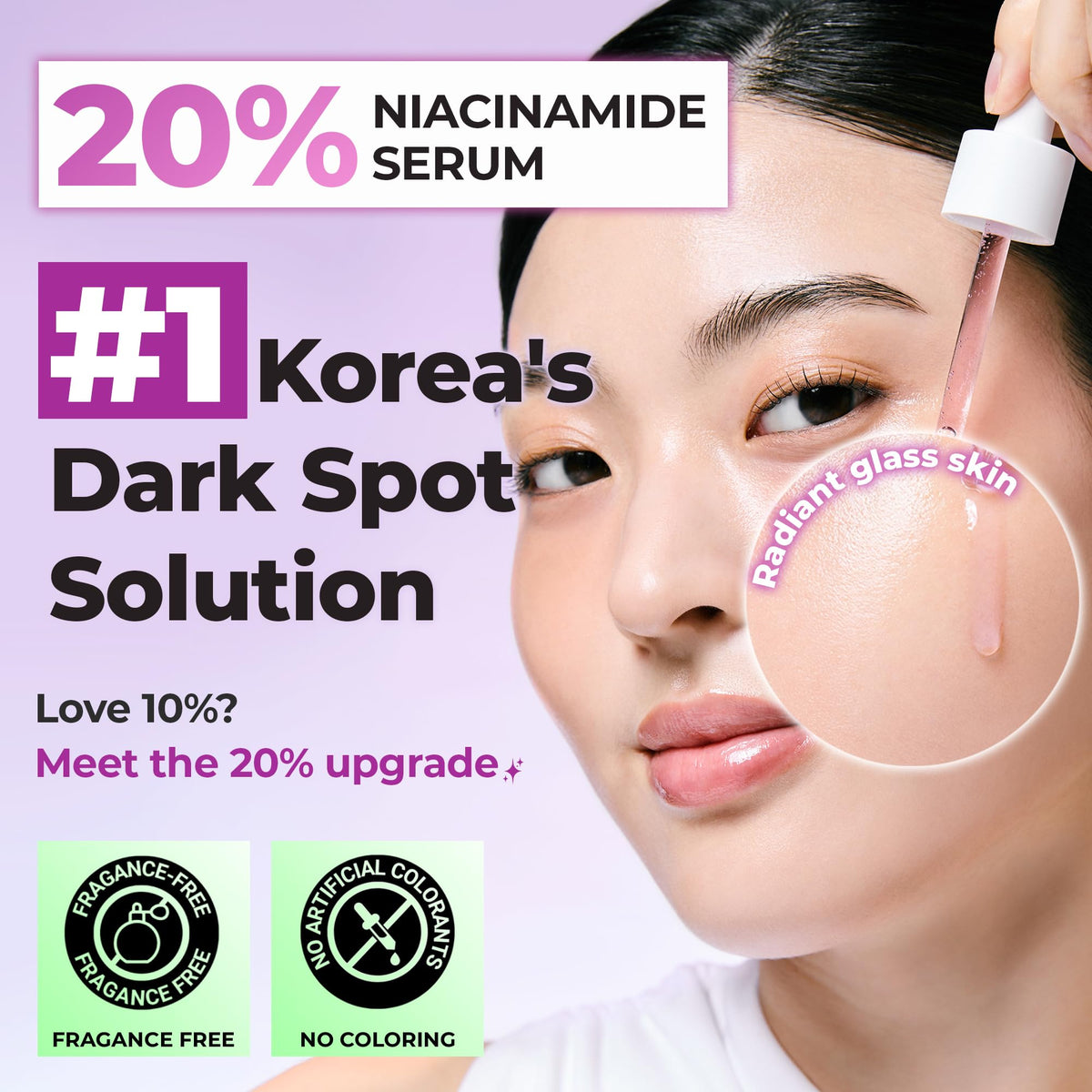 Sérum JUMISO 20% Niacinamide 40ml flacon ouvert montrant la texture du produit