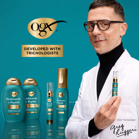Sérum mist OGX ProGrowth + Peptide avec une brosse à cheveux