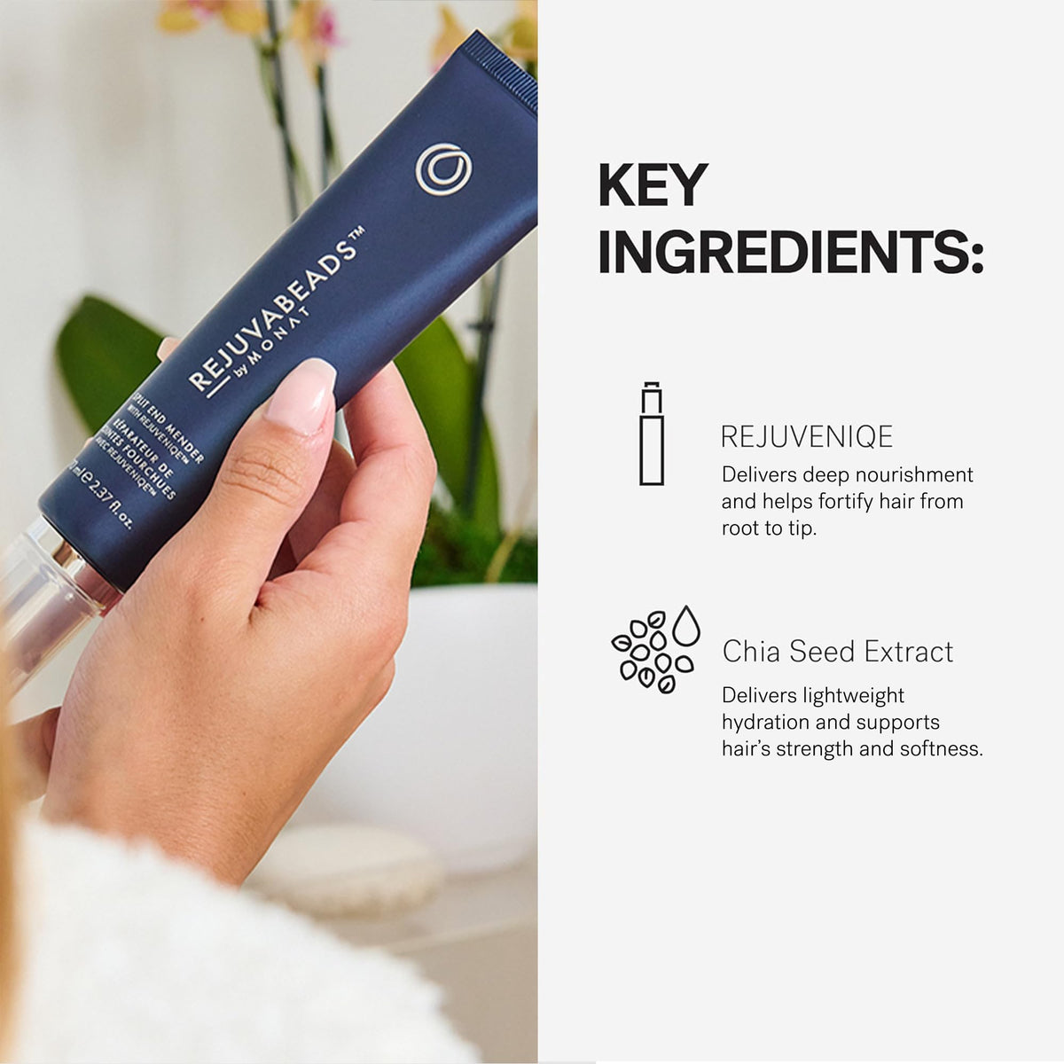 Sérum MONAT Rejuvabeads® application avant-après