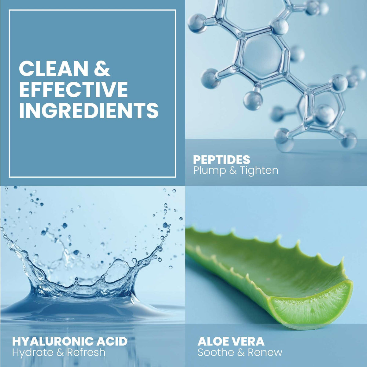 Sérum multi peptides Eva Naturals avec ingrédients clés