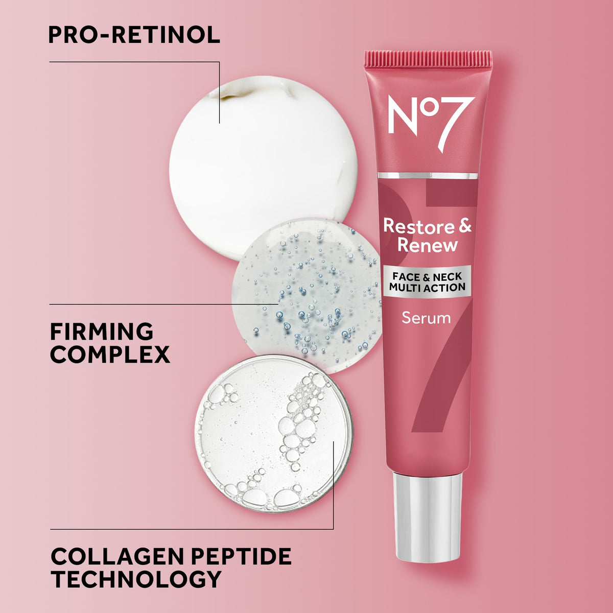 Sérum No7 sur une table de maquillage