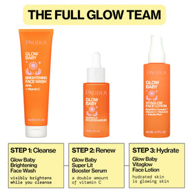 Sérum Pacifica Glow Baby 109g avec un fond floral