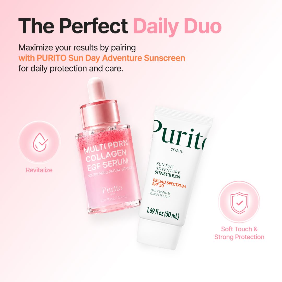 Sérum PURITO Multi PDRN près de produits de beauté