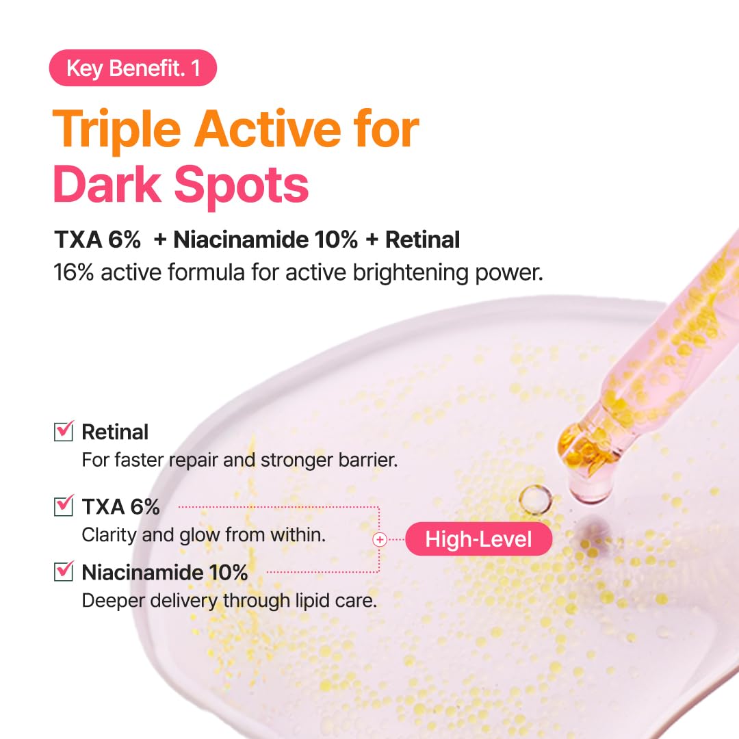 Sérum PURITO TXA 6% + Niacinamide présenté sur une surface en bois