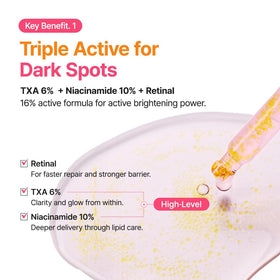 Sérum PURITO TXA 6% + Niacinamide présenté sur une surface en bois