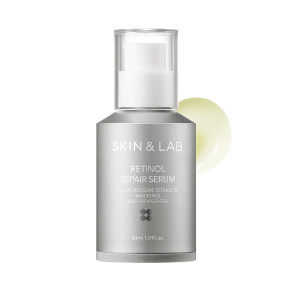 Sérum Réparateur Retinol 3% SKIN & LAB vue avant avec flacon transparent
