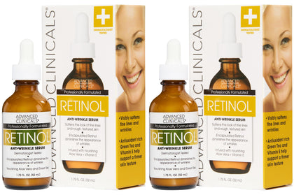 Sérum retinol Advanced Clinicals 2-pack avec flacons en vue de face