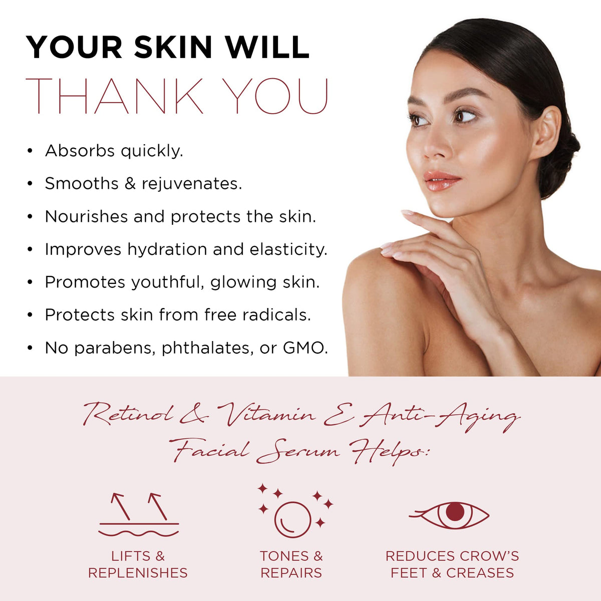 Sérum Retinol Azure Cosmetics avec gouttelette sur fond blanc