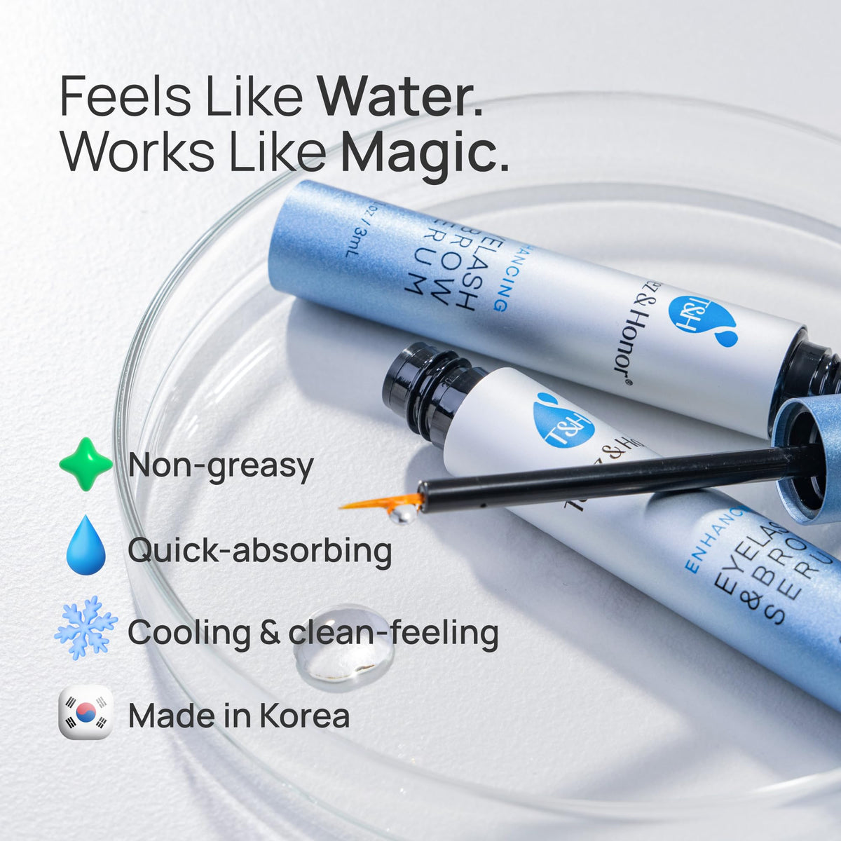 Sérum TEREZ & HONOR pour cils et sourcils 3mL, en situation d'utilisation