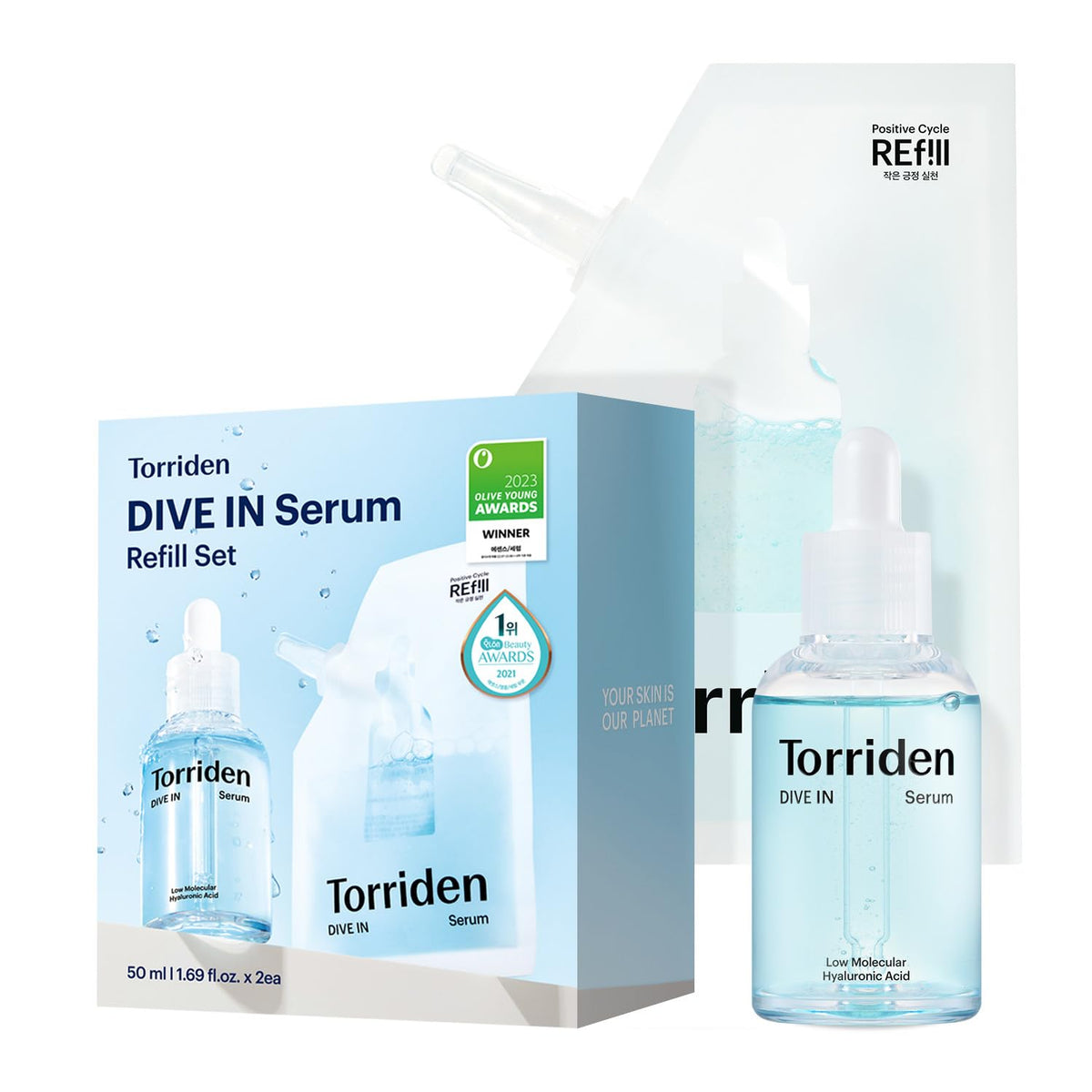 Sérum Torriden DIVE IN 1,69 fl oz avec emballage avant