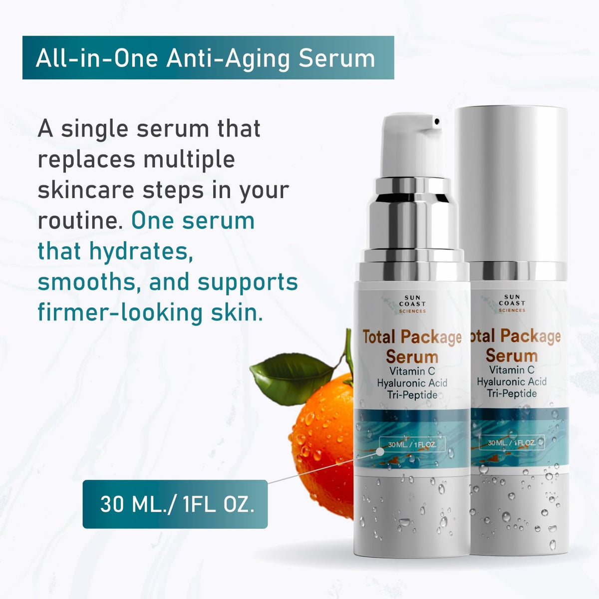 Sérum Total Package SUN COAST SCIENCES application sur visage