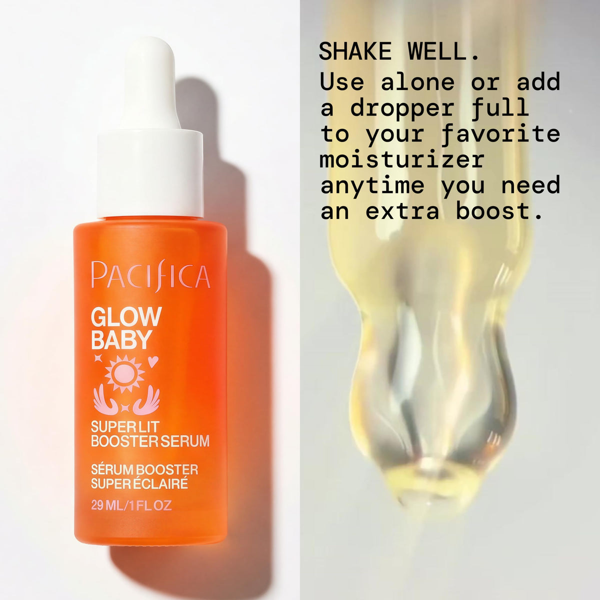 Sérum visage Pacifica Glow Baby sur une surface en marbre