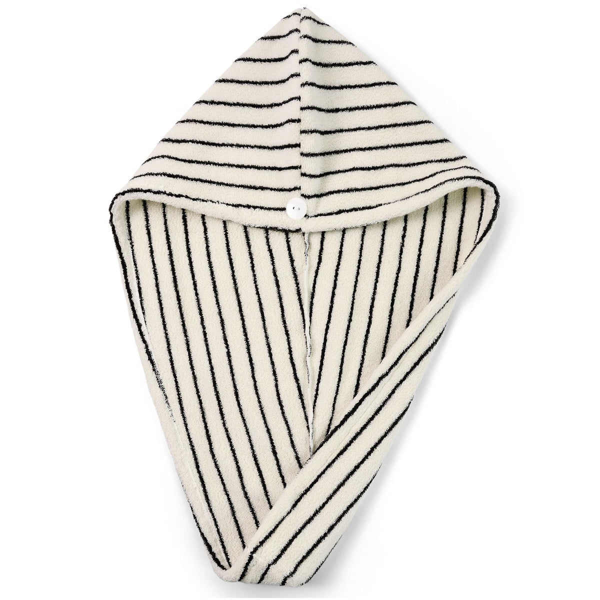 Serviette capillaire Jacquotha en coton rayée noir et blanc vue de face