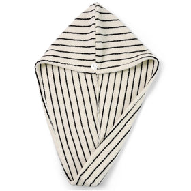 Serviette capillaire Jacquotha en coton rayée noir et blanc vue de face