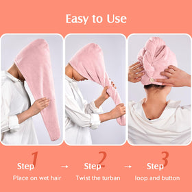 Serviette de cheveux YFONG vue de face sur fond blanc