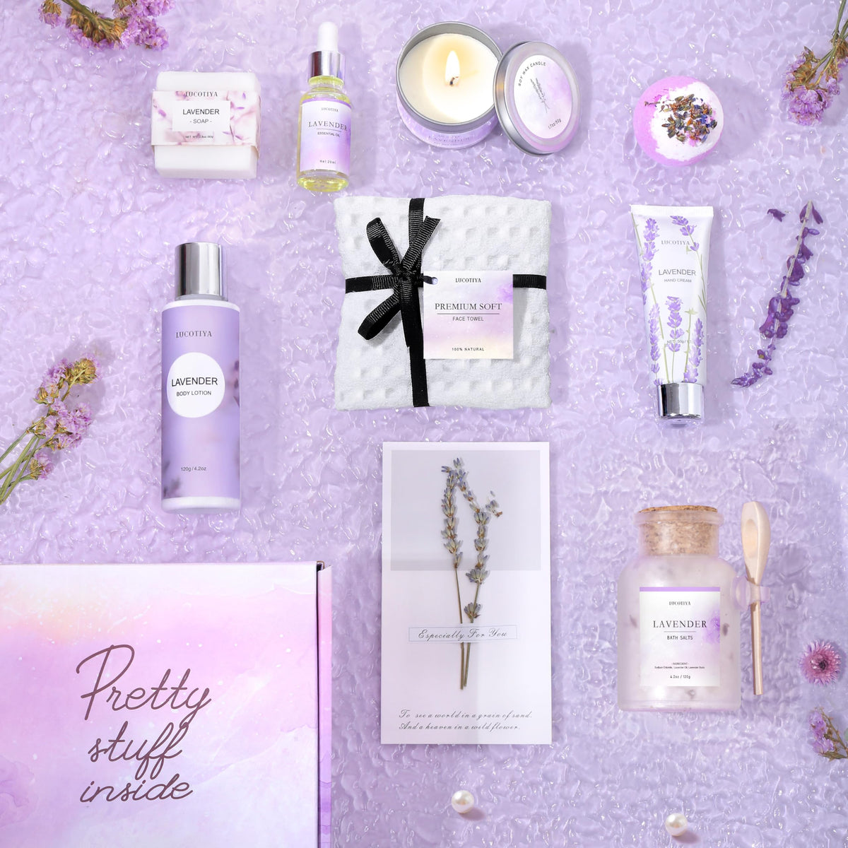 Serviette de visage et huile essentielle du coffret