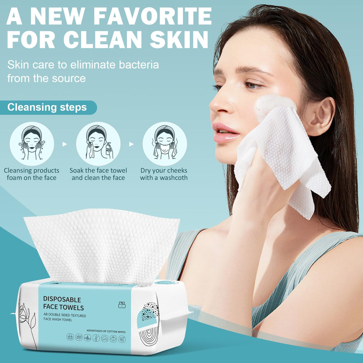 Serviette de visage VETYUND avec texture perlée pour nettoyage
