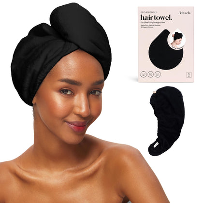 Serviette en microfibre Kitsch noire vue avant