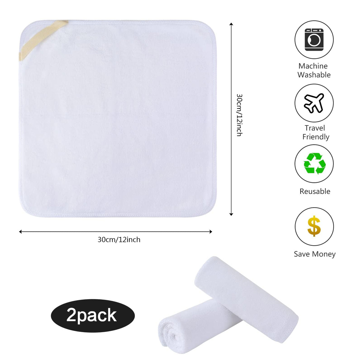 Serviette en microfibre SINLAND 12x12 pouces pliée sur une table