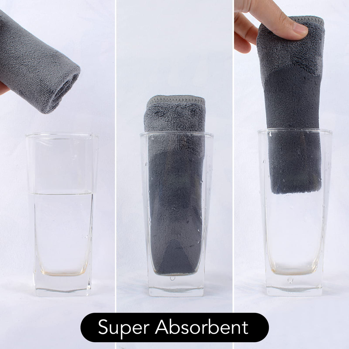 Serviette en microfibre SINLAND mouillée montrant sa douceur