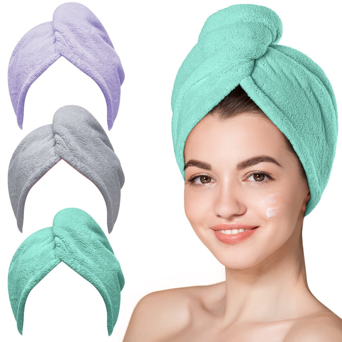 Serviette microfibre Hicober couleur verte, vue de face