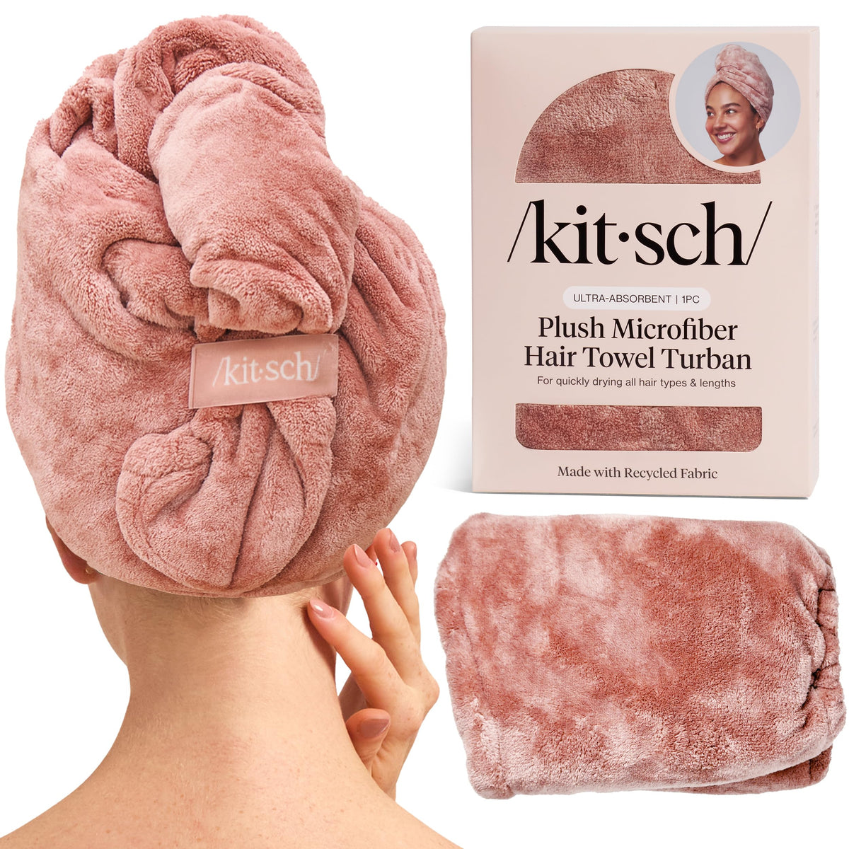 Serviette microfibre Kitsch XL couleur terracotta vue de face