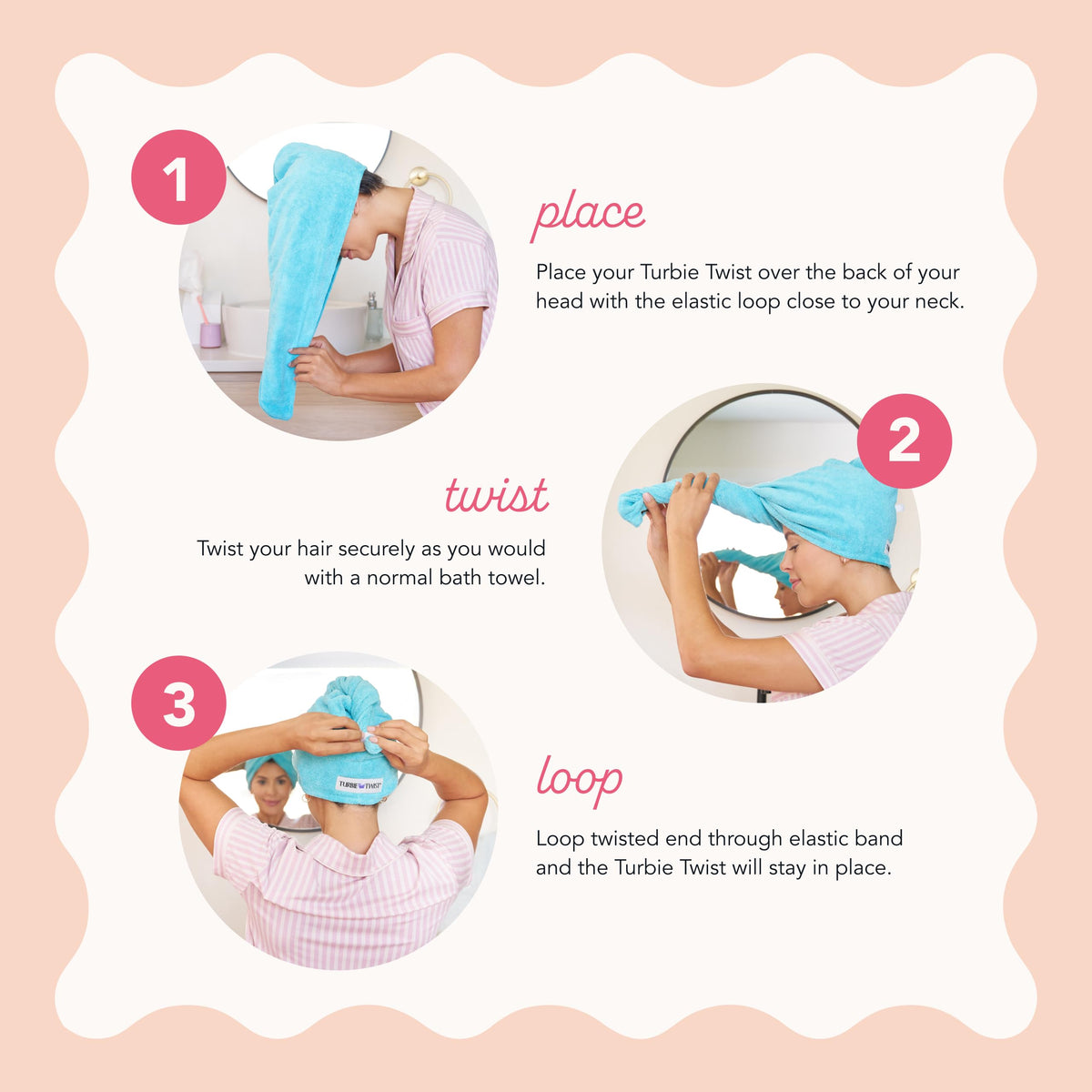 Serviette Turbie Twist en léopard des neiges en utilisation après la douche