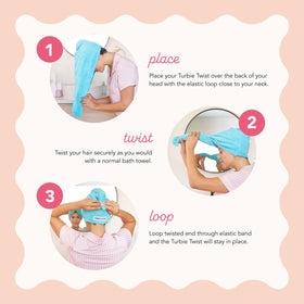 Serviette Turbie Twist en léopard des neiges en utilisation après la douche