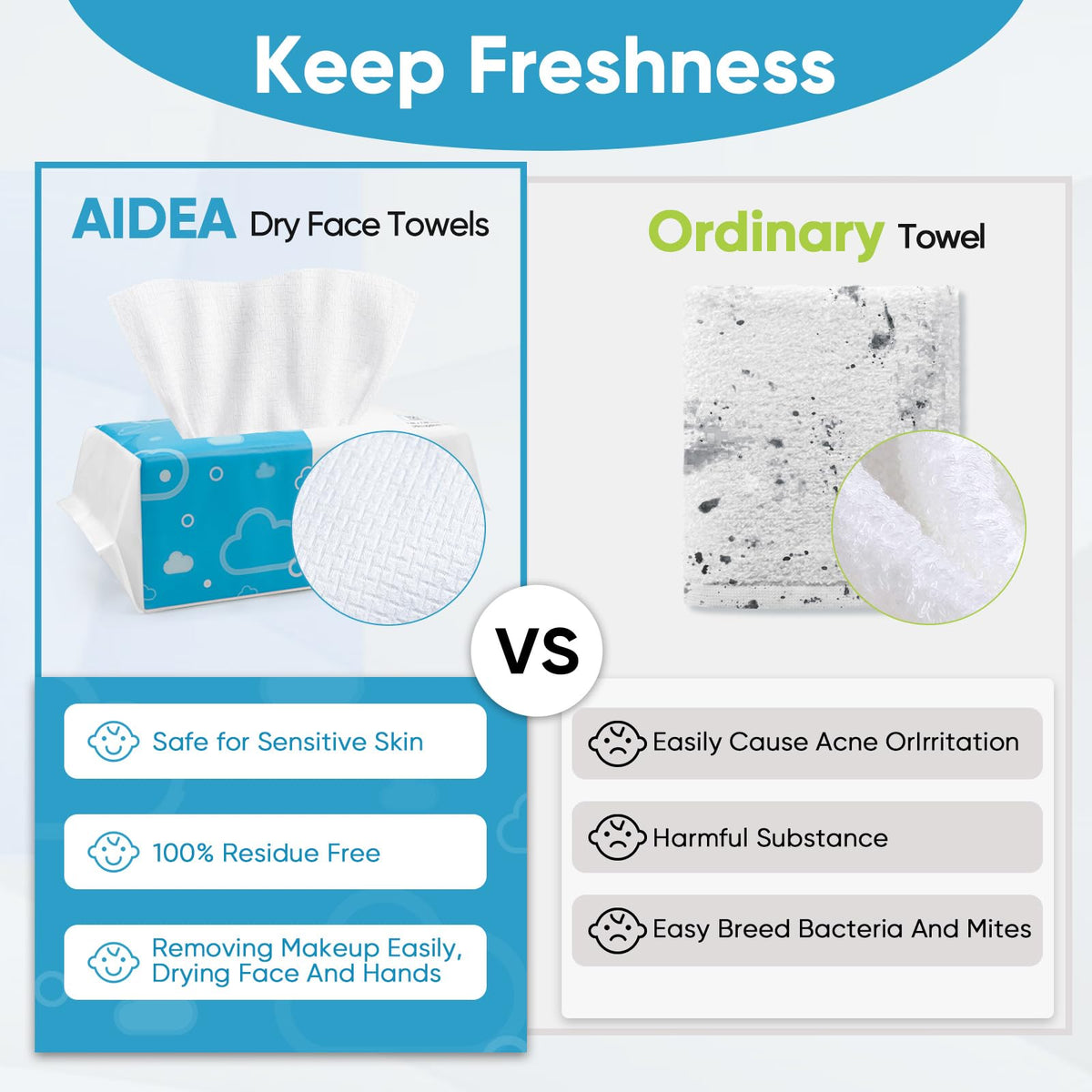 Serviettes AIDEA individuelles dans leur emballage