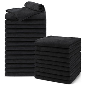 Serviettes de salon UNIMADE en microfibre noires, paquet de 24