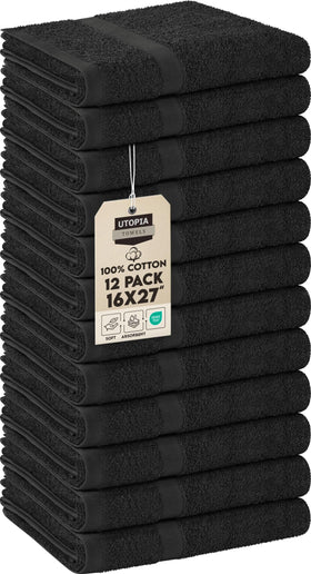 Serviettes de salon Utopia en coton noir pack de 12