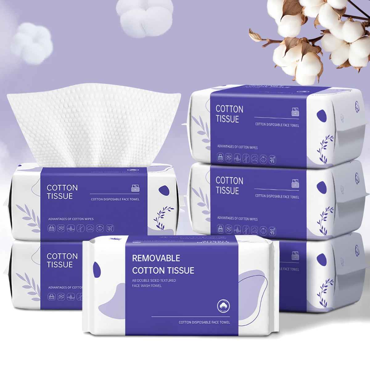 Serviettes de visage jetables cokoness 600 compte, vue de face