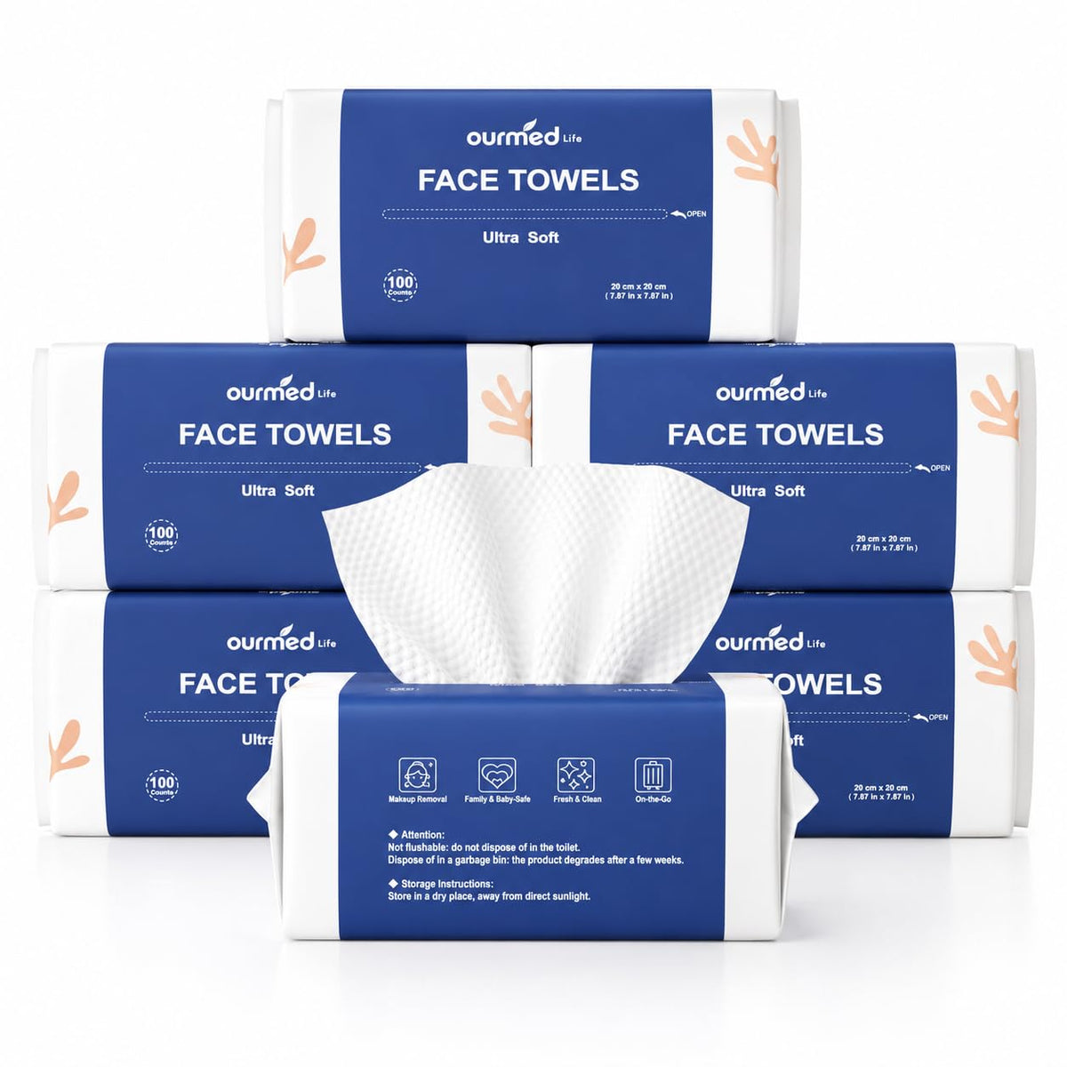 Serviettes éphémères ourmed life paquet de 600 serviettes