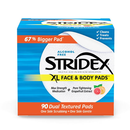 Serviettes Stridex XL Face Body Pads 90 Ct vue de face