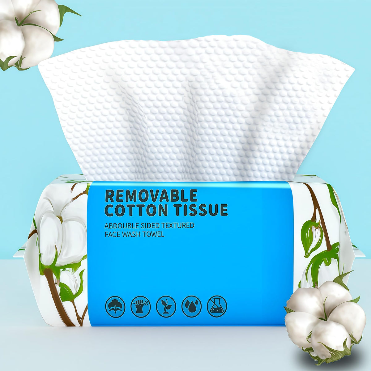 Serviettes visage jetables KeeiZoes en coton, paquet ouvert