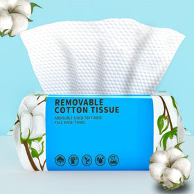 Serviettes visage jetables KeeiZoes en coton, paquet ouvert