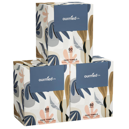 Serviettes visage jetables ourmed life 10 x 7,9 pouces, paquet de 180 unités