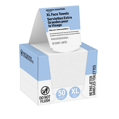 Serviettes visage XL jetables Essentials, paquet de 50 unités