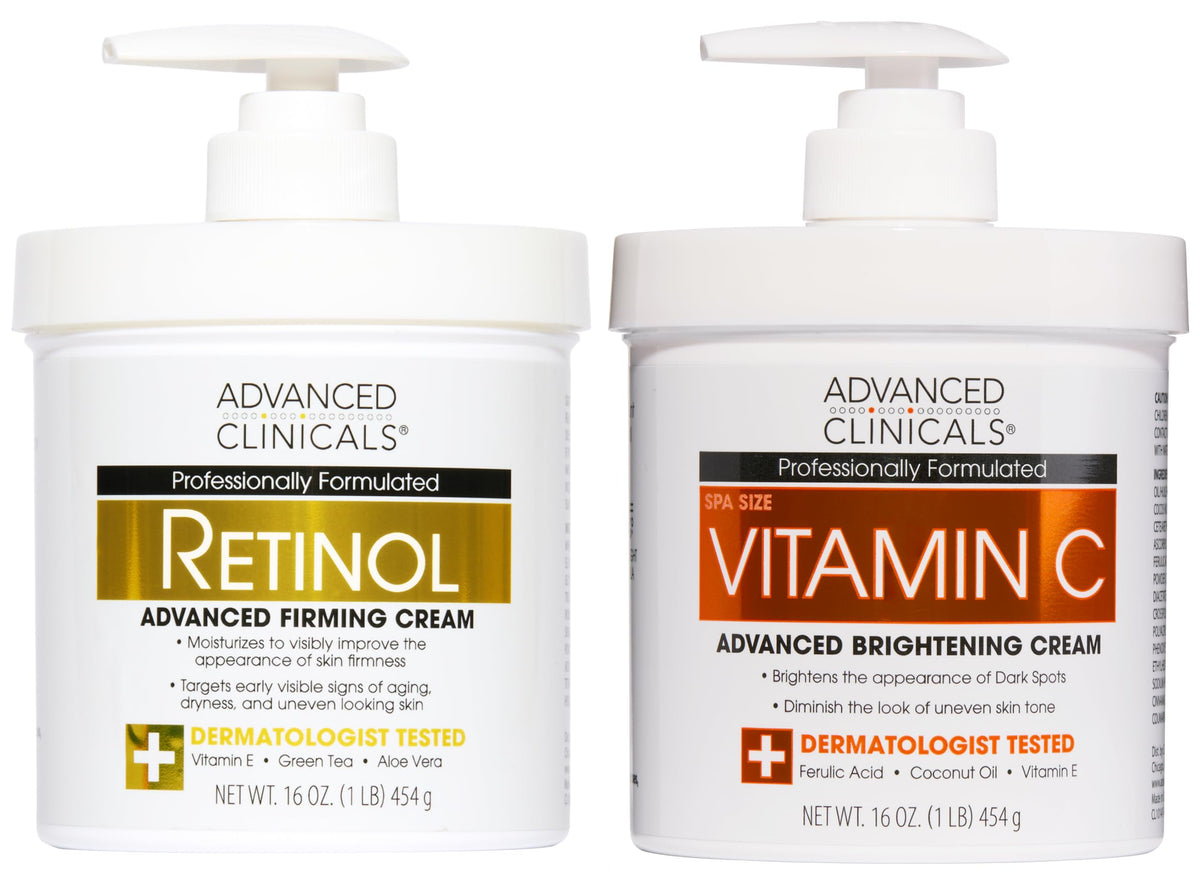 Set Advanced Clinicals comprenant crème corps rétinol et lotion vitamine C