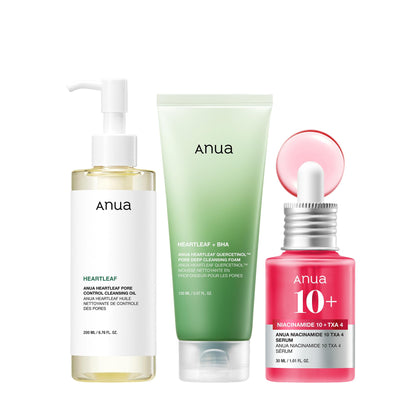 Set ANUA 3 étapes pour peau en verre avec huile démaquillante