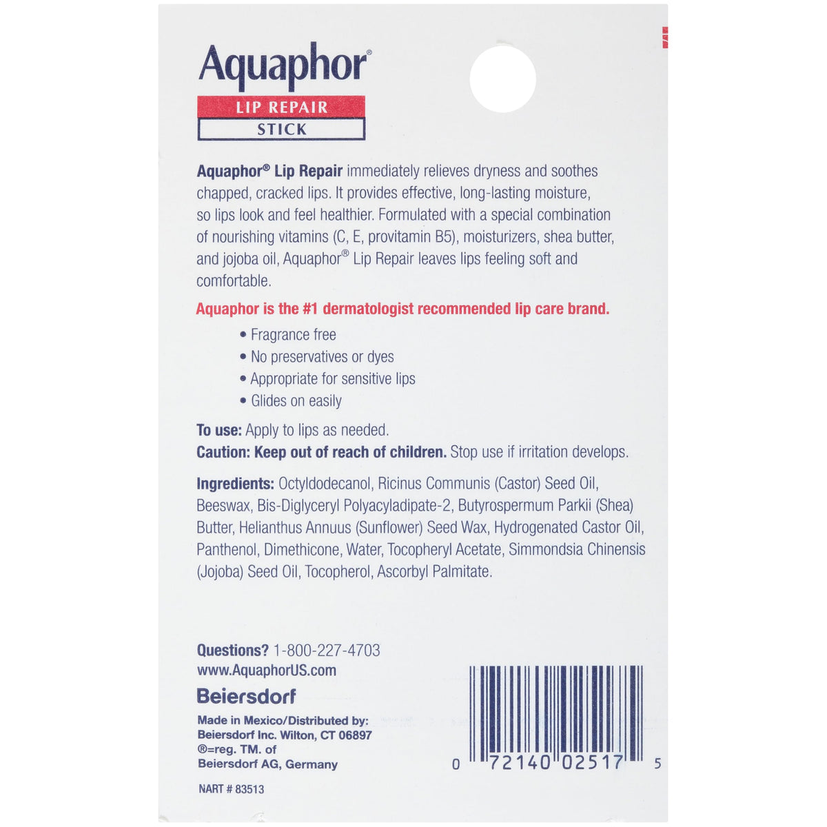 Set Aquaphor Baume à Lèvres sur une surface en bois