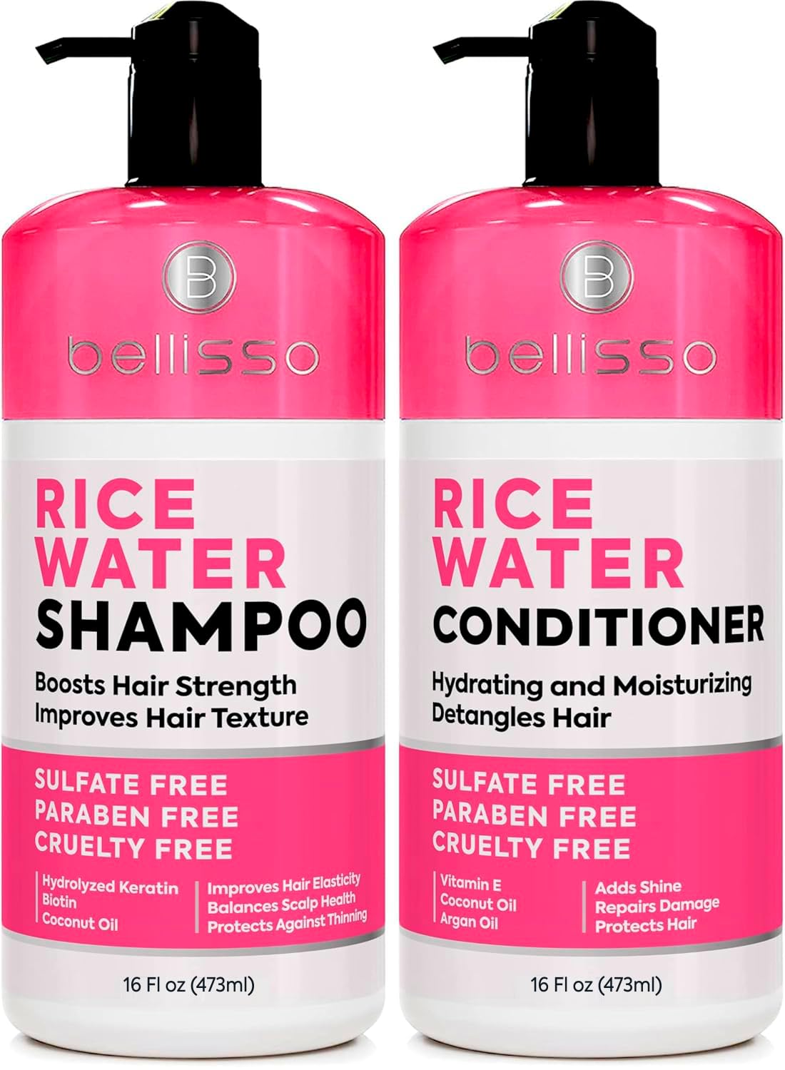 Set BELLISSO shampooing et après-shampooing à l'eau de riz, vue de face