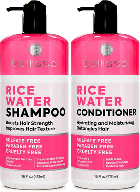 Set BELLISSO shampooing et après-shampooing à l'eau de riz, vue de face