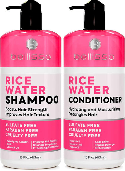 Set BELLISSO shampooing et après-shampooing à l'eau de riz, vue de face