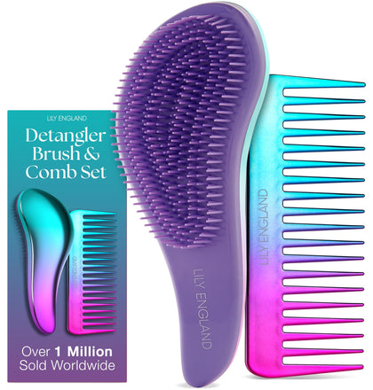 Set brosse et peigne démêlant Lily England vue de face