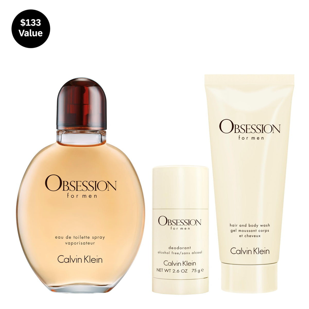 Set Calvin Klein Obsession incluant déodorant et gel douche