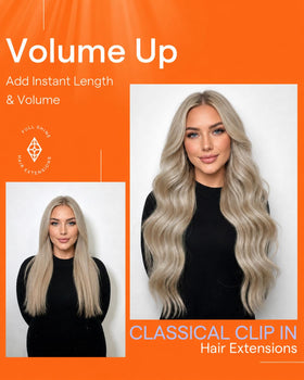 Set complet d'extensions cheveux clip-in Full Shine avec différentes largeurs