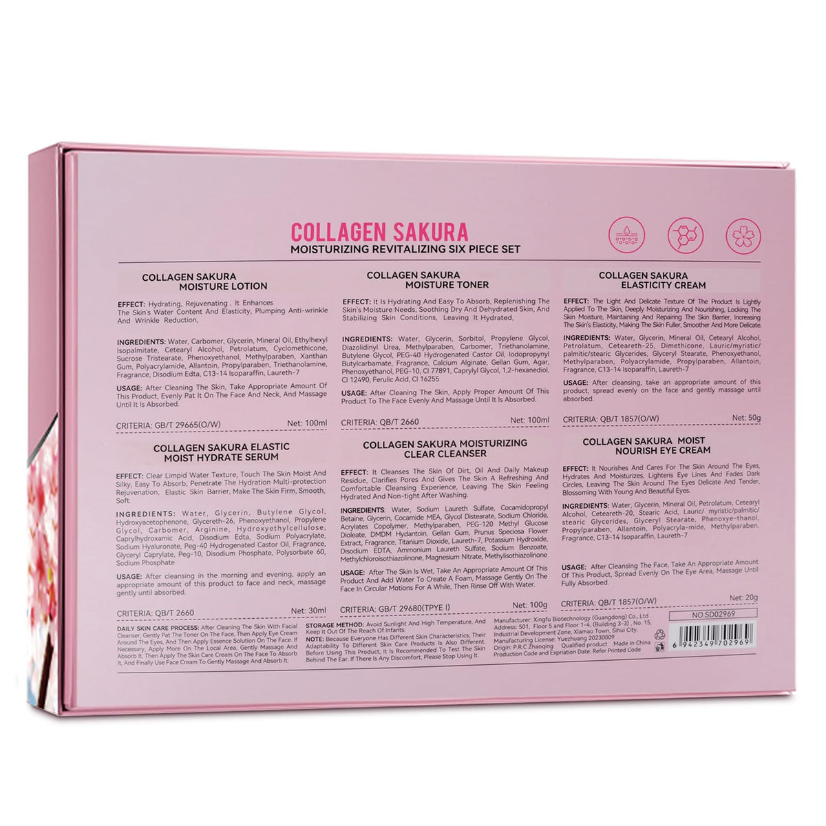 Set complet de soins de la peau Sakura sur une table
