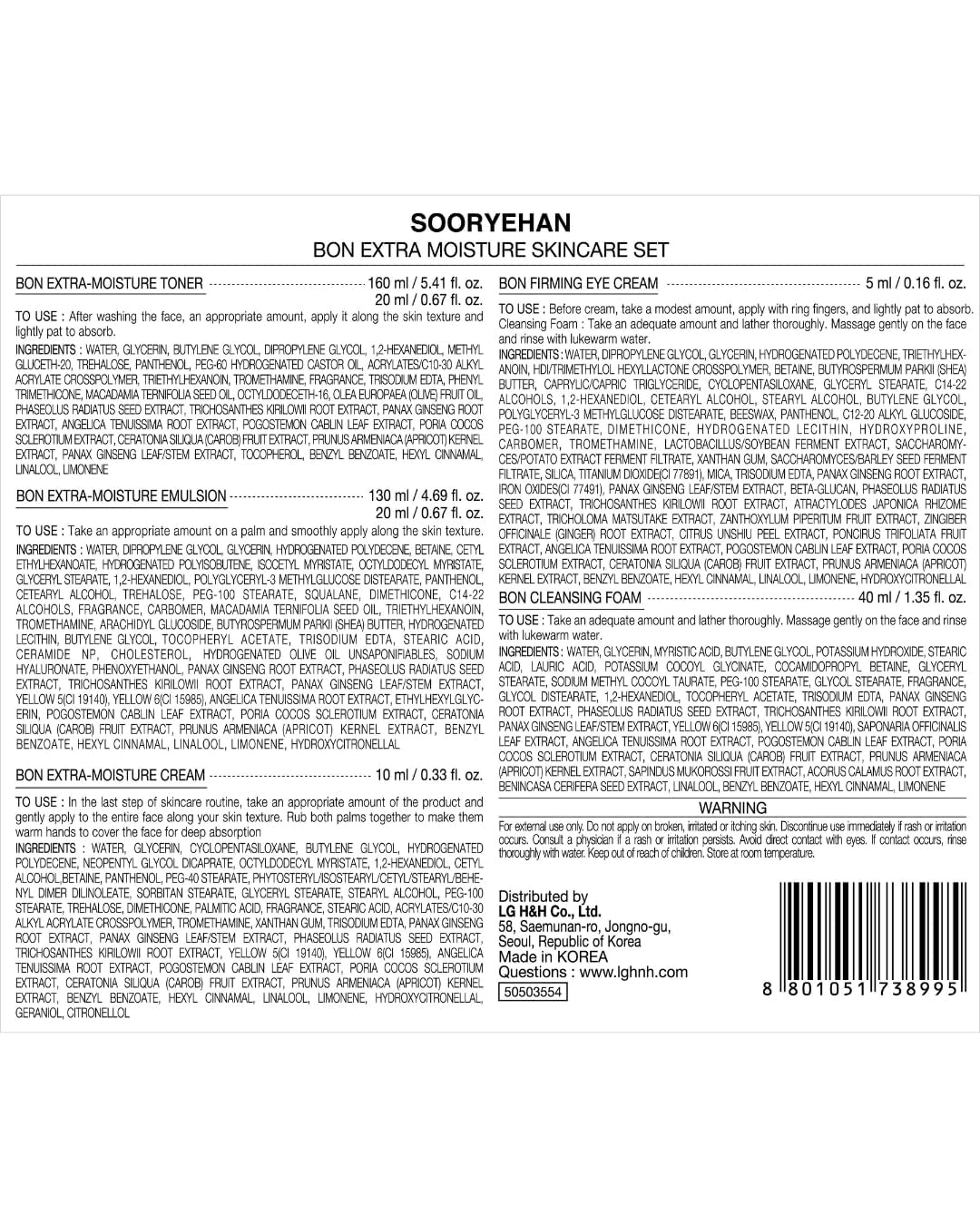 Set complet Sooryehan Bon Extra Moisture sur une table en bois